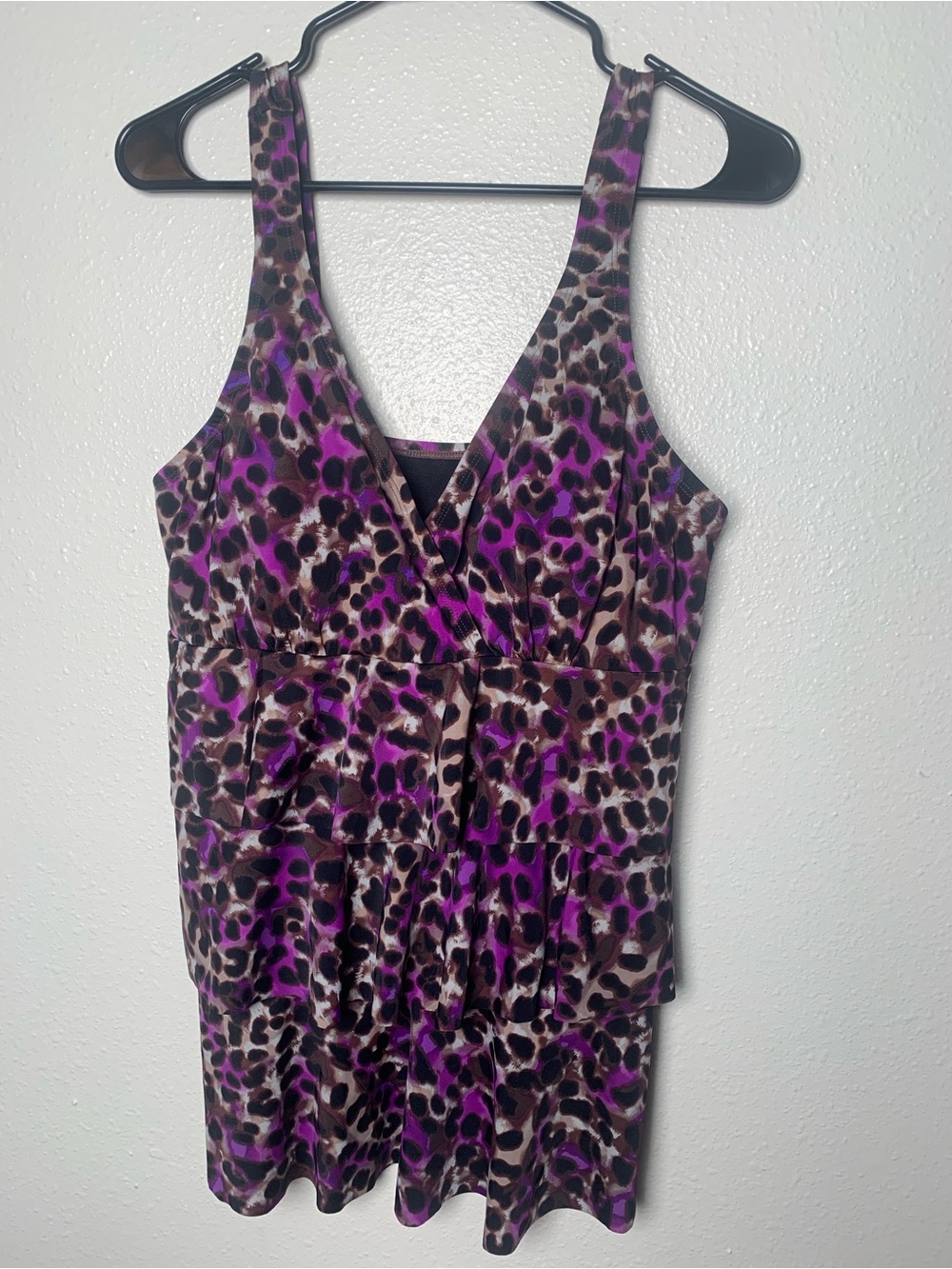 Purple Leopard Print V-Neck Tank bathing suit